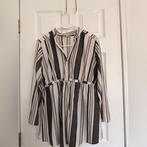Blush Elegant Striped Top in Black and Brown